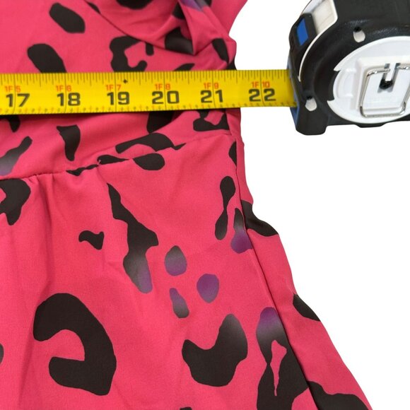 Pink Leopard Maxi Dress XL Long Sleeve Tiered Flowing Boho Style Office Work - Picture 13 of 16